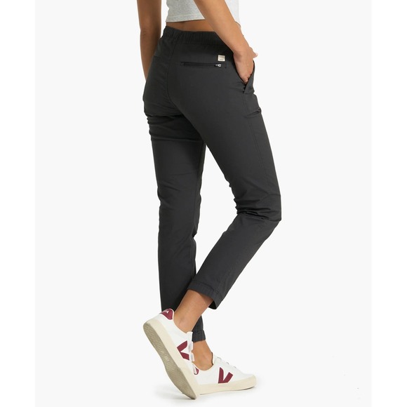 Vuori Womens Ripstop Slim Pant in Charcoal Midrise Drawstring Organic Cotton - Picture 4 of 13